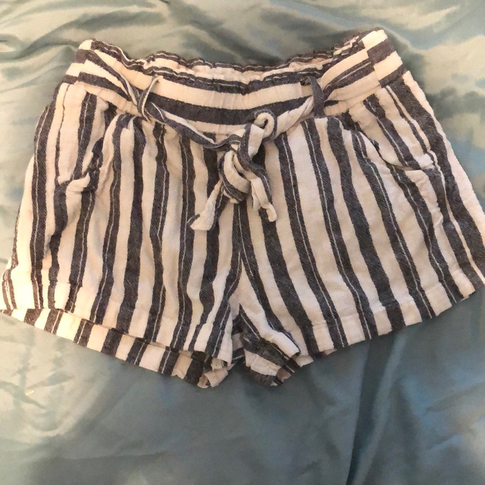 Blue and white striped shorts